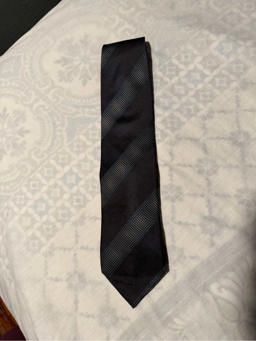 Giorgio Armani Black Diagonal Textured Stripe Tie 100% Silk